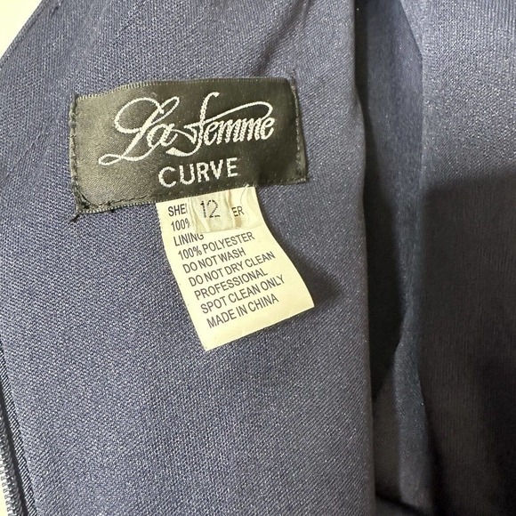 NEW La Femme Curve Sequin Sparkle 28770 Gown Dress Womens Navy Blue Size 12 - Picture 6 of 7
